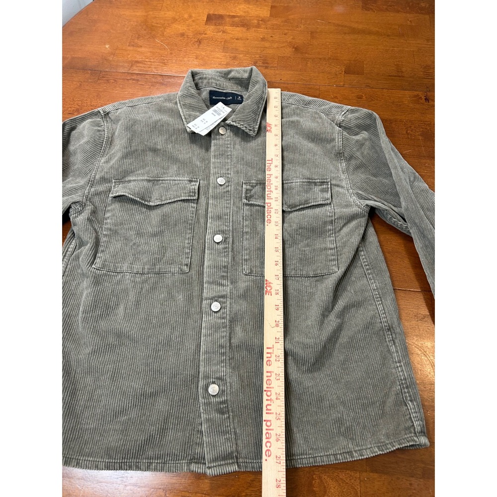 New Abercrombie & Fitch Corduroy Shirt Jacket Mens M Gray Button Front - Picture 7 of 11
